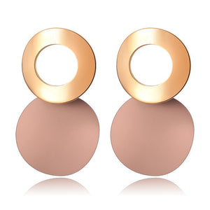POXAM New Korean Statement Round Earrings For Women Geometric Gold Shell Fluff Dangle Drop Earrings Brincos 2020 Fashion Jewelry