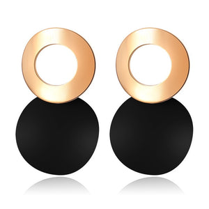 POXAM New Korean Statement Round Earrings For Women Geometric Gold Shell Fluff Dangle Drop Earrings Brincos 2020 Fashion Jewelry