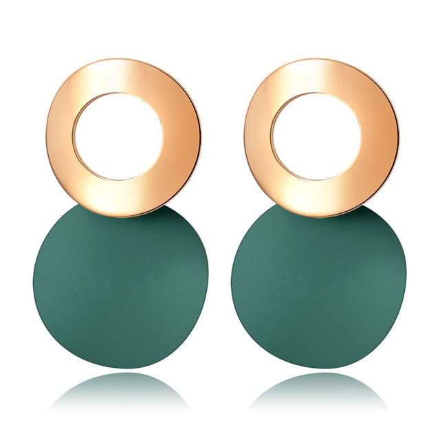 POXAM New Korean Statement Round Earrings For Women Geometric Gold Shell Fluff Dangle Drop Earrings Brincos 2020 Fashion Jewelry