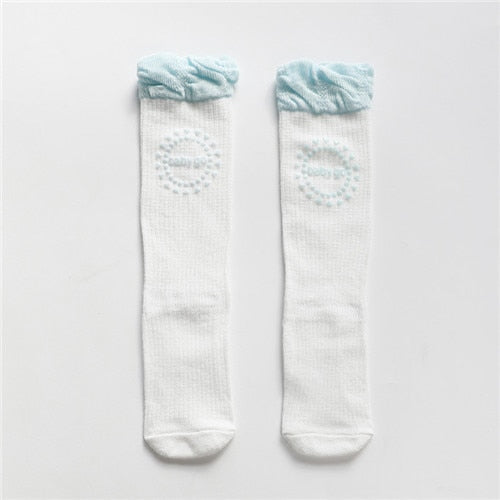 lawadka Baby Girl Socks Toddler Baby Bow Cotton Summer Mesh Baby Knee Socks Newborn Infant Non-slip Long Baby Boys Socks 0-2T