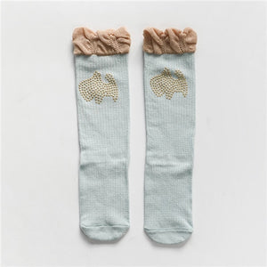 lawadka Baby Girl Socks Toddler Baby Bow Cotton Summer Mesh Baby Knee Socks Newborn Infant Non-slip Long Baby Boys Socks 0-2T