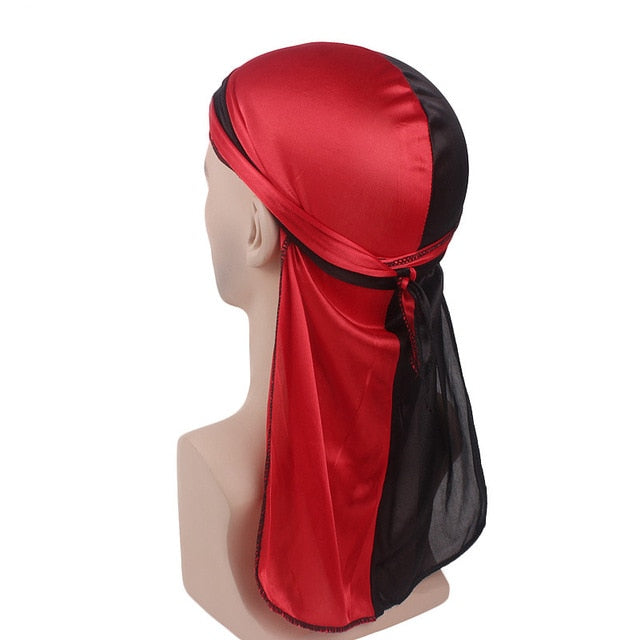 Men's Silky Durags Bandanas Turban hat Wigs Doo Men Satin Durag Biker Headwear Headband Hair Accessories Extra Long Tail Du-Rag
