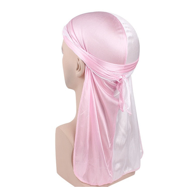 Men's Silky Durags Bandanas Turban hat Wigs Doo Men Satin Durag Biker Headwear Headband Hair Accessories Extra Long Tail Du-Rag