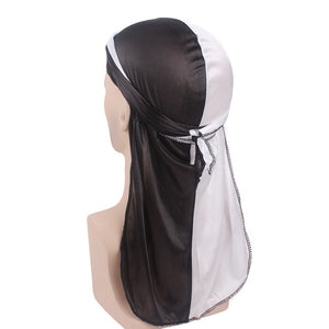 Men's Silky Durags Bandanas Turban hat Wigs Doo Men Satin Durag Biker Headwear Headband Hair Accessories Extra Long Tail Du-Rag