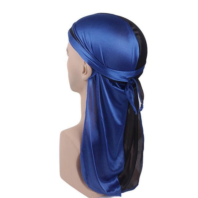 Men's Silky Durags Bandanas Turban hat Wigs Doo Men Satin Durag Biker Headwear Headband Hair Accessories Extra Long Tail Du-Rag