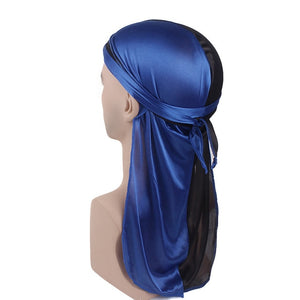 Men's Silky Durags Bandanas Turban hat Wigs Doo Men Satin Durag Biker Headwear Headband Hair Accessories Extra Long Tail Du-Rag