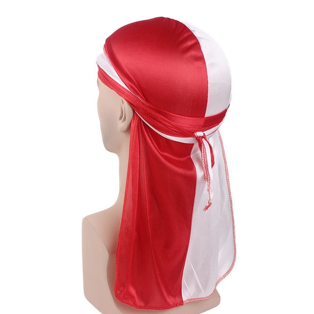 Men's Silky Durags Bandanas Turban hat Wigs Doo Men Satin Durag Biker Headwear Headband Hair Accessories Extra Long Tail Du-Rag