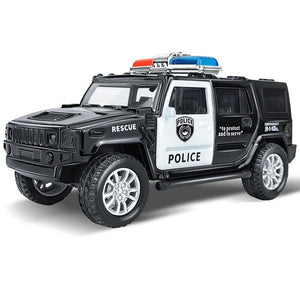 1:43 Simulation Kids Police Toy Car Model Pull Back Alloy Diecast Off-road Vehicles Collection Gifts Toys for Boys Children S028