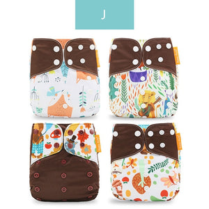 Happyflute 4pcs/Set Washable Eco-Friendly Cloth Diaper Cover Adjustable Nappy Reusable Cloth Diapers Cloth Nappy fit 3-15kg Baby
