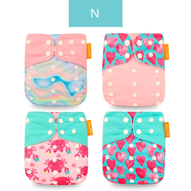 Happyflute 4pcs/Set Washable Eco-Friendly Cloth Diaper Cover Adjustable Nappy Reusable Cloth Diapers Cloth Nappy fit 3-15kg Baby
