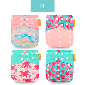 Happyflute 4pcs/Set Washable Eco-Friendly Cloth Diaper Cover Adjustable Nappy Reusable Cloth Diapers Cloth Nappy fit 3-15kg Baby