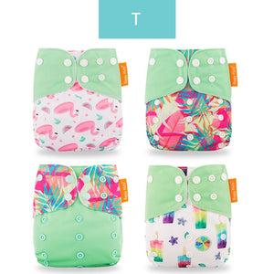 Happyflute 4pcs/Set Washable Eco-Friendly Cloth Diaper Cover Adjustable Nappy Reusable Cloth Diapers Cloth Nappy fit 3-15kg Baby