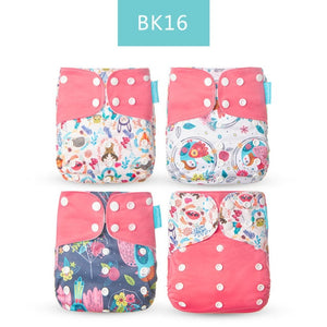 Happyflute 4pcs/Set Washable Eco-Friendly Cloth Diaper Cover Adjustable Nappy Reusable Cloth Diapers Cloth Nappy fit 3-15kg Baby
