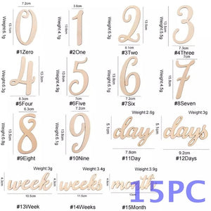 Wooden Baby Month Milestone Card Newborn Birth Month Birthday Milestone Wooden Teether Baby Kids Photography Props Toy