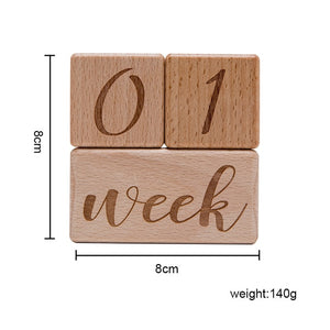 Wooden Baby Month Milestone Card Newborn Birth Month Birthday Milestone Wooden Teether Baby Kids Photography Props Toy
