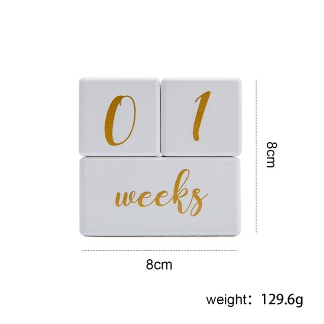 Wooden Baby Month Milestone Card Newborn Birth Month Birthday Milestone Wooden Teether Baby Kids Photography Props Toy
