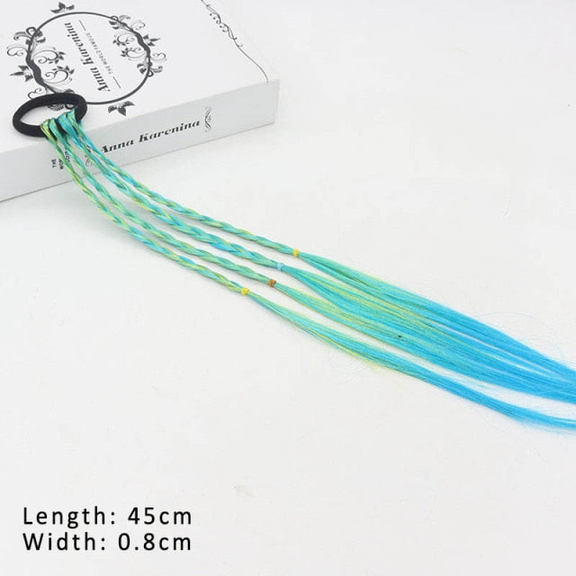 Ponytail Hair Ornament Gradient Color Elatric Hair Band Cute Wig Kids Hairpins Rubber Bands DIY Braided Fashion Hair Accessories