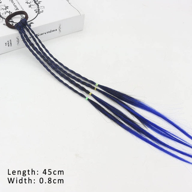 Ponytail Hair Ornament Gradient Color Elatric Hair Band Cute Wig Kids Hairpins Rubber Bands DIY Braided Fashion Hair Accessories
