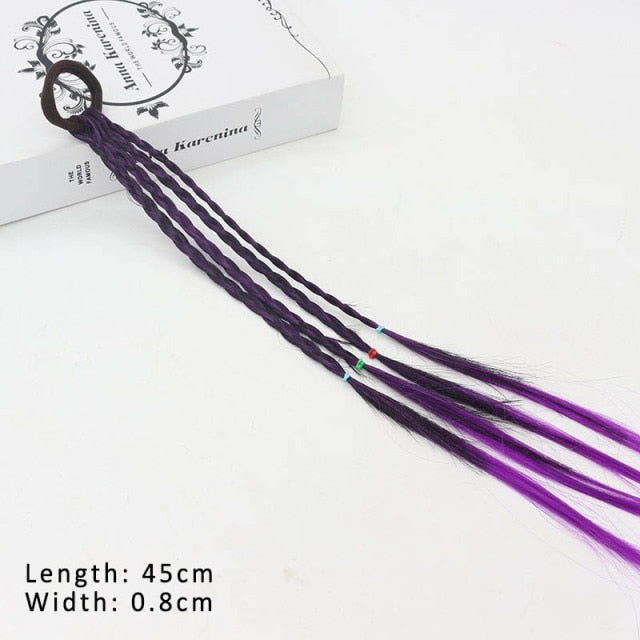 Ponytail Hair Ornament Gradient Color Elatric Hair Band Cute Wig Kids Hairpins Rubber Bands DIY Braided Fashion Hair Accessories