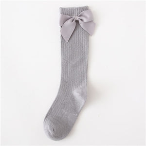 Solid Children Socks With Bows Cotton Baby Girls Socks Soft Toddlers Long Socks For Kids Princess Knee High Socks for Girls 2020