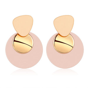 POXAM New Korean Statement Round Earrings For Women Geometric Gold Shell Fluff Dangle Drop Earrings Brincos 2020 Fashion Jewelry