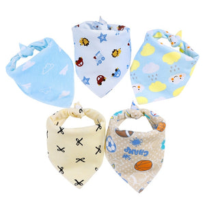 5pcs Baby Bibs Cotton Bandana Bibs Baby Feeding Infant Teething Bibs Cartoon Saliva Towel Baby Eating Accessory Baby Stuff