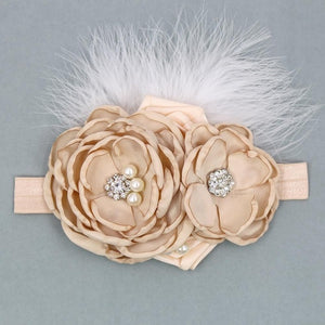 Vintage Flower Headband Baby Girls Headwraps Newborn Photography Props Gifts Lace Elastic Hair Bands Pearl Feather Accessories