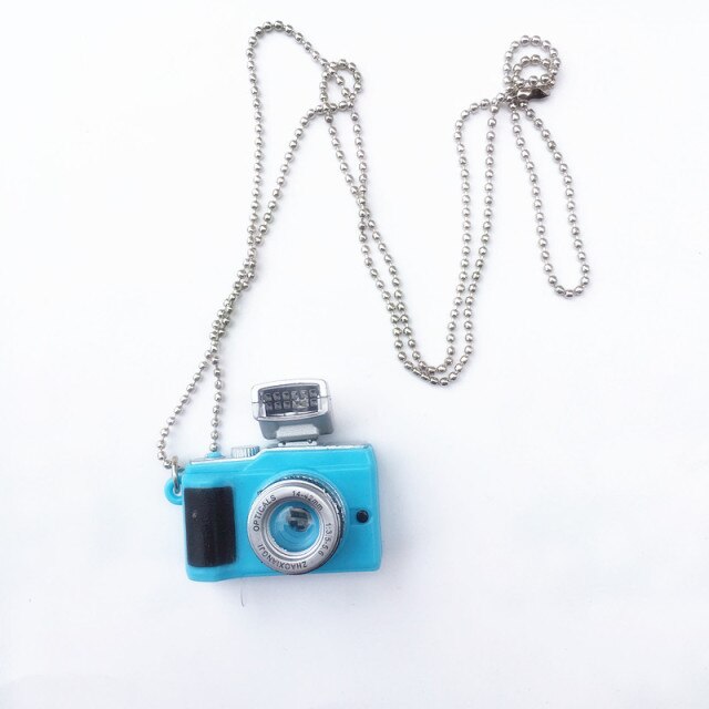 Funny shooting props luminous vocal keychain mini camera SLR TV led luminous toy keychain necklace hip hop men women