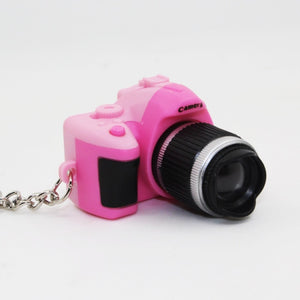 Funny shooting props luminous vocal keychain mini camera SLR TV led luminous toy keychain necklace hip hop men women