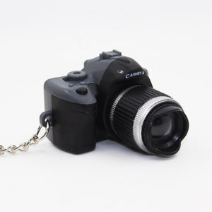 Funny shooting props luminous vocal keychain mini camera SLR TV led luminous toy keychain necklace hip hop men women