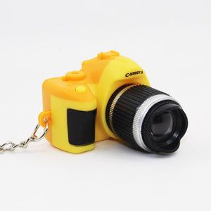 Funny shooting props luminous vocal keychain mini camera SLR TV led luminous toy keychain necklace hip hop men women
