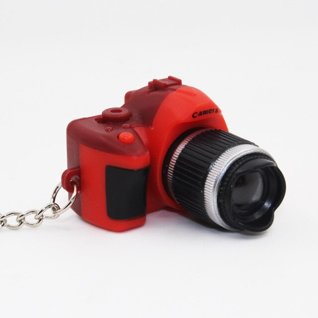 Funny shooting props luminous vocal keychain mini camera SLR TV led luminous toy keychain necklace hip hop men women
