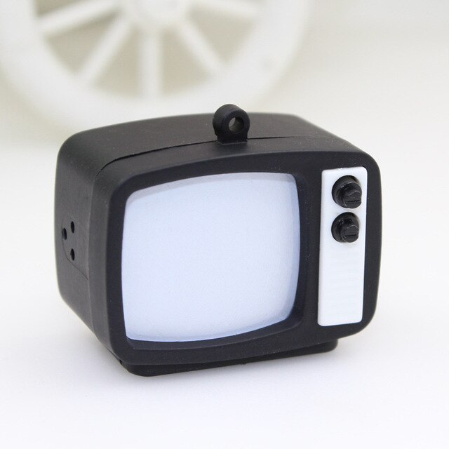 Funny shooting props luminous vocal keychain mini camera SLR TV led luminous toy keychain necklace hip hop men women