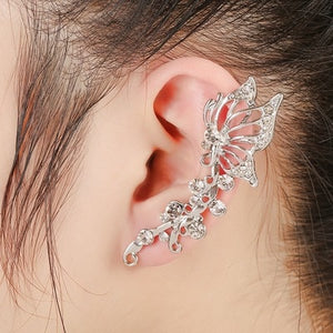 New Fashion Punk Butterfly Clip Earring for Teens Women Men Ear Cuffs Zinc Alloy Cool Jewelry Vintage Retro Chain Earings Metal