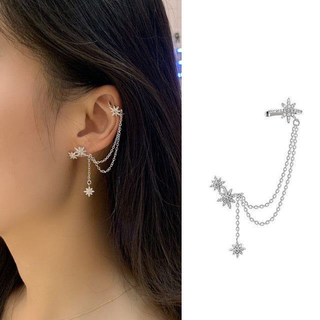 New Fashion Punk Butterfly Clip Earring for Teens Women Men Ear Cuffs Zinc Alloy Cool Jewelry Vintage Retro Chain Earings Metal