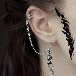 New Fashion Punk Butterfly Clip Earring for Teens Women Men Ear Cuffs Zinc Alloy Cool Jewelry Vintage Retro Chain Earings Metal
