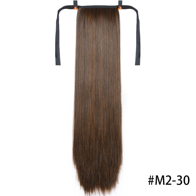 MSTN 30-Inch Synthetic Hair Fiber Heat-Resistant Straight Hair With Ponytail Fake Hair Chip-in Hair Extensions Pony Tail Wig