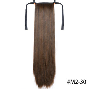 MSTN 30-Inch Synthetic Hair Fiber Heat-Resistant Straight Hair With Ponytail Fake Hair Chip-in Hair Extensions Pony Tail Wig