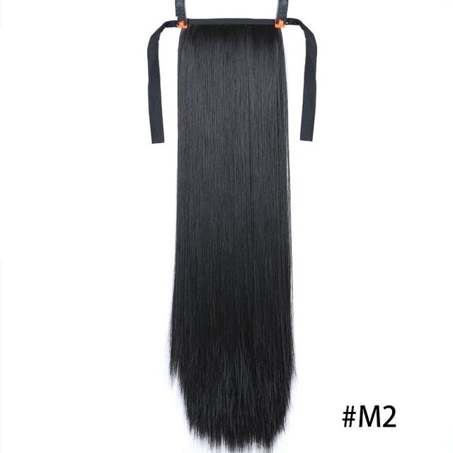 MSTN 30-Inch Synthetic Hair Fiber Heat-Resistant Straight Hair With Ponytail Fake Hair Chip-in Hair Extensions Pony Tail Wig
