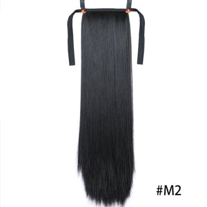 MSTN 30-Inch Synthetic Hair Fiber Heat-Resistant Straight Hair With Ponytail Fake Hair Chip-in Hair Extensions Pony Tail Wig