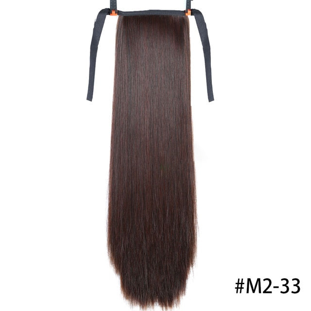 MSTN 30-Inch Synthetic Hair Fiber Heat-Resistant Straight Hair With Ponytail Fake Hair Chip-in Hair Extensions Pony Tail Wig