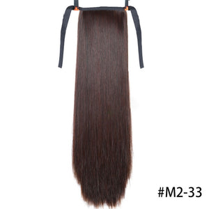 MSTN 30-Inch Synthetic Hair Fiber Heat-Resistant Straight Hair With Ponytail Fake Hair Chip-in Hair Extensions Pony Tail Wig