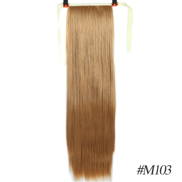 MSTN 30-Inch Synthetic Hair Fiber Heat-Resistant Straight Hair With Ponytail Fake Hair Chip-in Hair Extensions Pony Tail Wig
