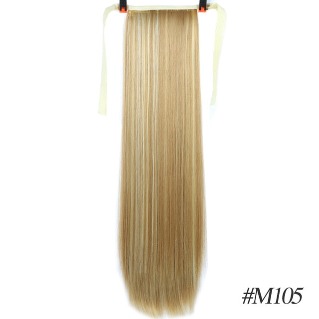 MSTN 30-Inch Synthetic Hair Fiber Heat-Resistant Straight Hair With Ponytail Fake Hair Chip-in Hair Extensions Pony Tail Wig