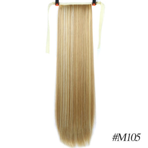 MSTN 30-Inch Synthetic Hair Fiber Heat-Resistant Straight Hair With Ponytail Fake Hair Chip-in Hair Extensions Pony Tail Wig