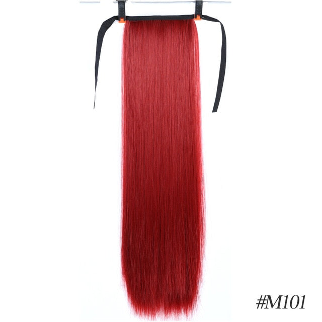 MSTN 30-Inch Synthetic Hair Fiber Heat-Resistant Straight Hair With Ponytail Fake Hair Chip-in Hair Extensions Pony Tail Wig