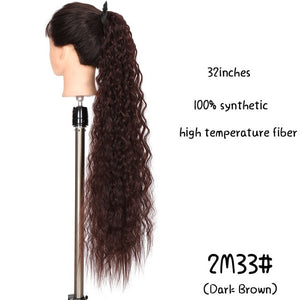 MSTN 30-Inch Synthetic Hair Fiber Heat-Resistant Straight Hair With Ponytail Fake Hair Chip-in Hair Extensions Pony Tail Wig