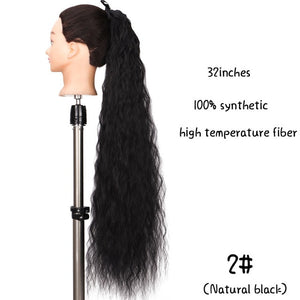 MSTN 30-Inch Synthetic Hair Fiber Heat-Resistant Straight Hair With Ponytail Fake Hair Chip-in Hair Extensions Pony Tail Wig