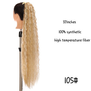 MSTN 30-Inch Synthetic Hair Fiber Heat-Resistant Straight Hair With Ponytail Fake Hair Chip-in Hair Extensions Pony Tail Wig