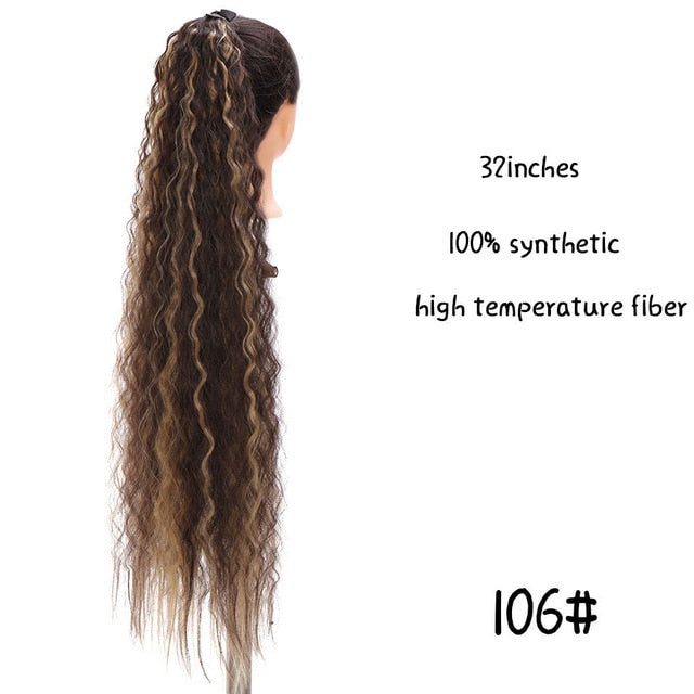 MSTN 30-Inch Synthetic Hair Fiber Heat-Resistant Straight Hair With Ponytail Fake Hair Chip-in Hair Extensions Pony Tail Wig